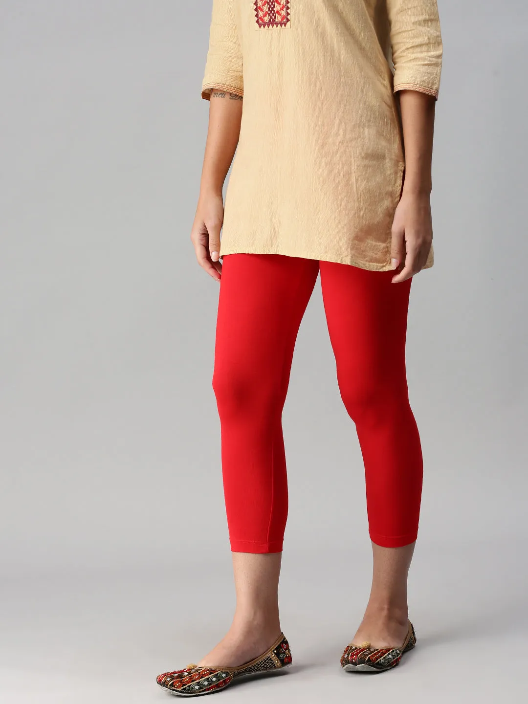 3/4th Leggings-Red