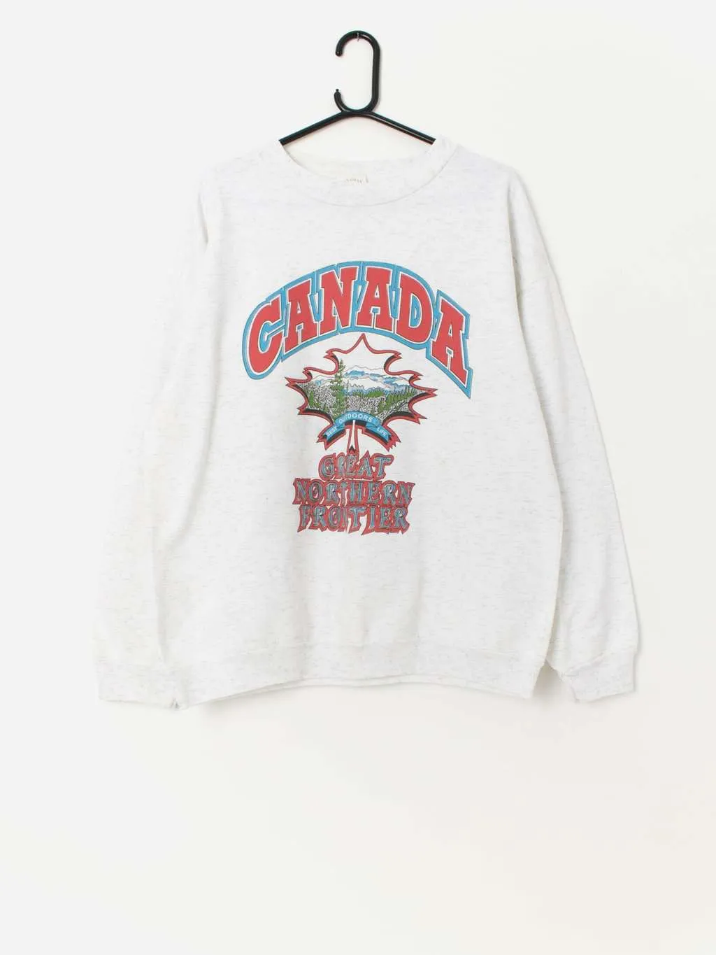 80s vintage Canadian Heritage outdoors sweatshirt in white marl – Large