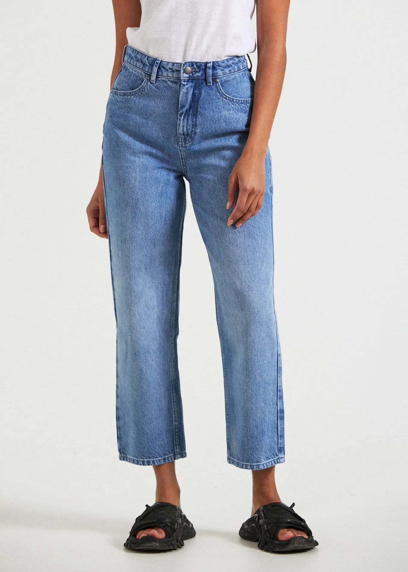 AFENDS Womens Shelby - Denim Wide Leg Jeans - Worn Blue