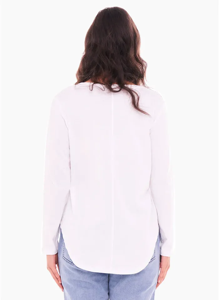 Betty Basics Megan Long Sleeve Tee - White