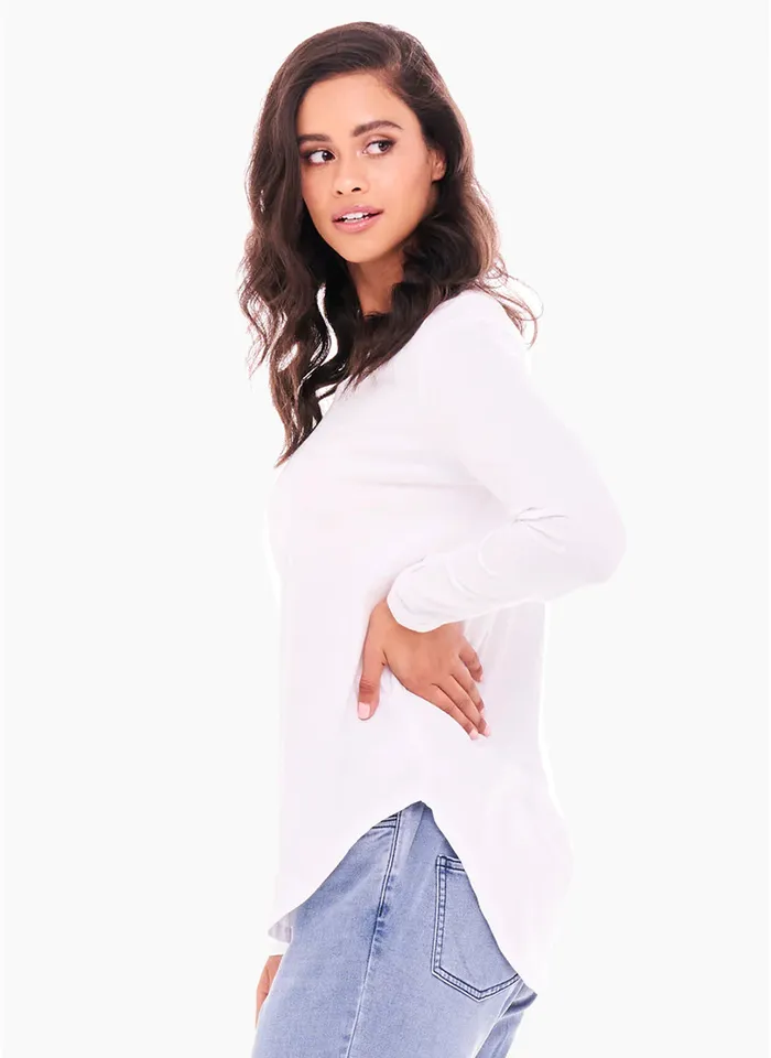 Betty Basics Megan Long Sleeve Tee - White