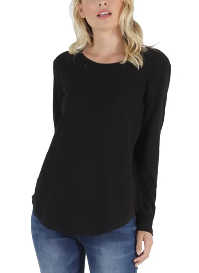 Betty Basics Megan Long Sleeve Top Black