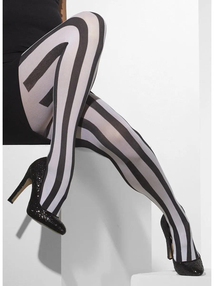 Black and White Striped Tights