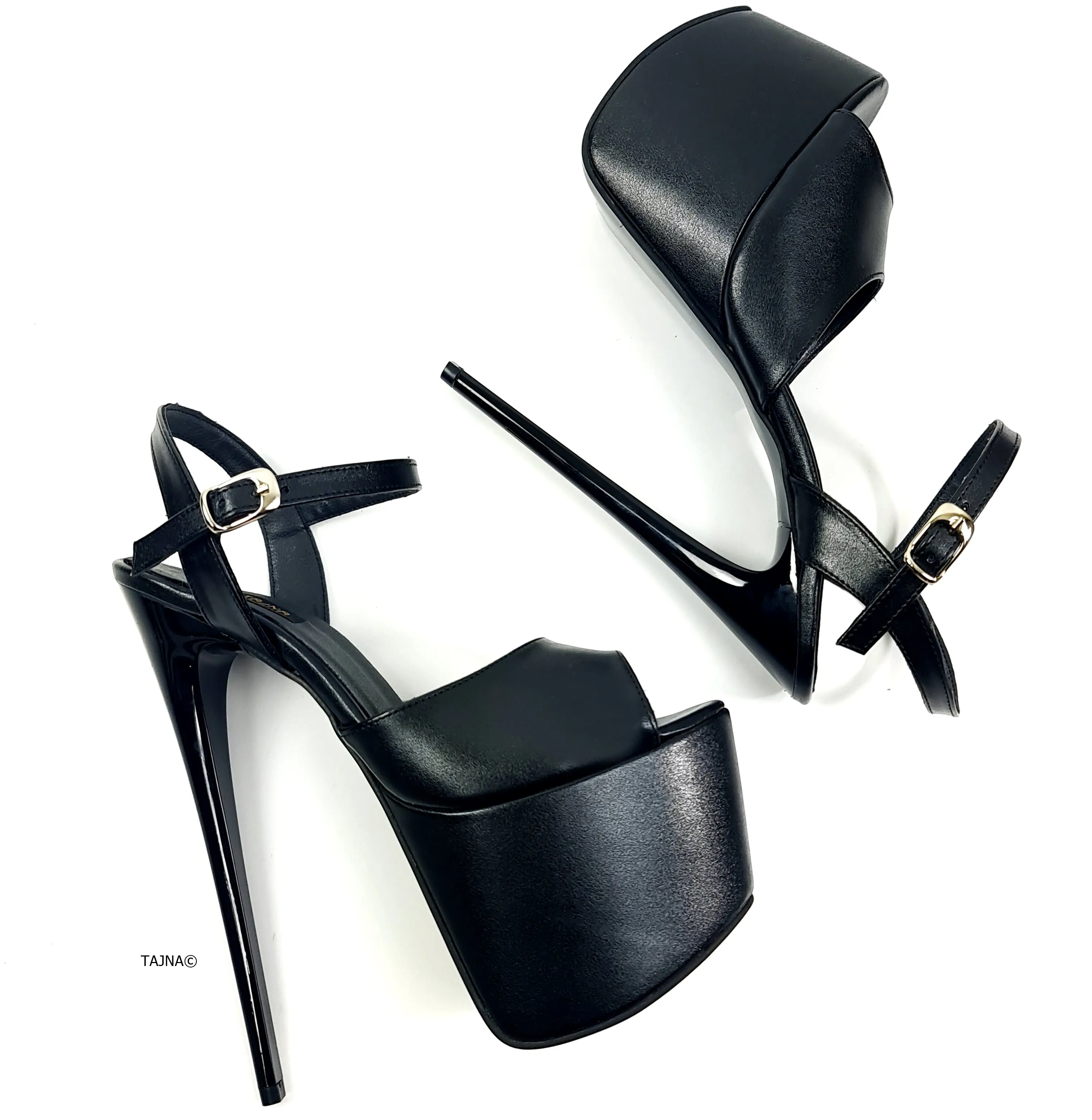 Black Matte Pencil High Heel Sandals