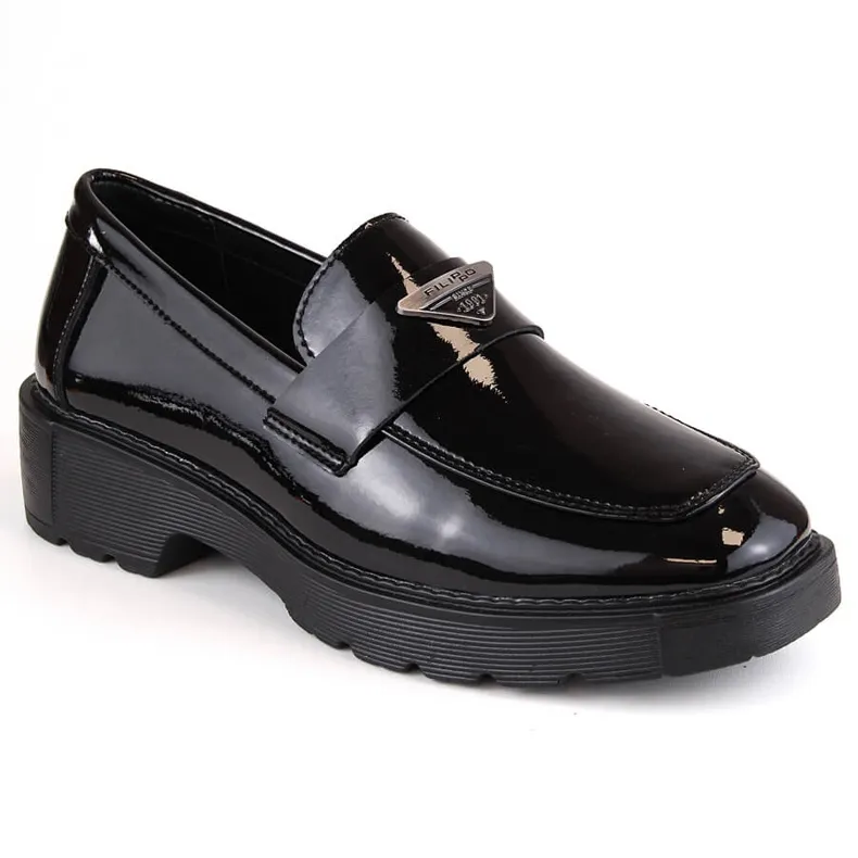 Black patent leather women's slip-on shoes Filippo DP4710