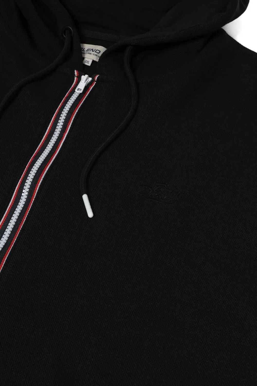 Blend Zip Through Elasticated Trim Hoody - Black