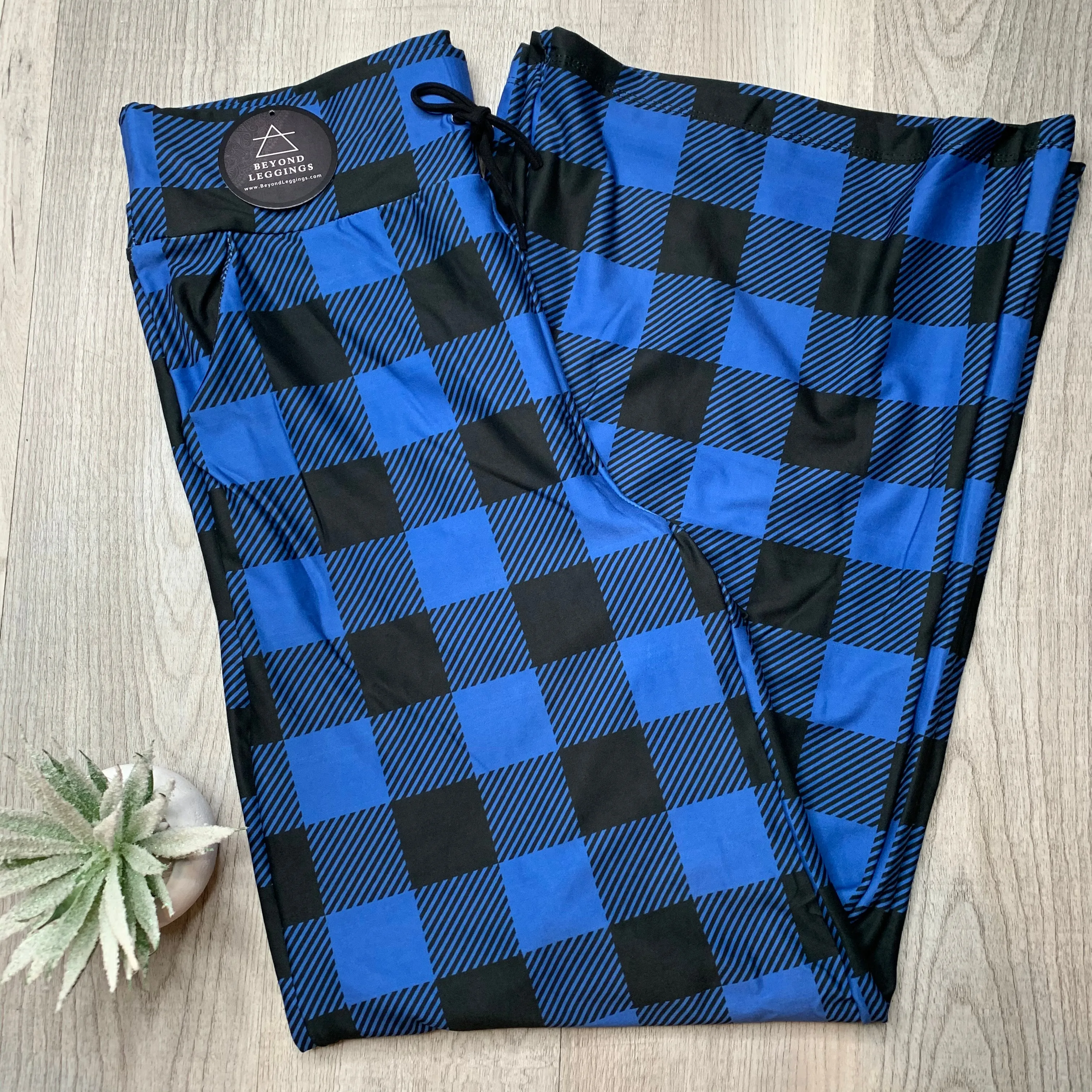 Blue Buffalo Plaid Wide Leg Loungers