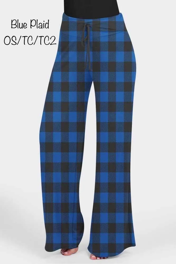 Blue Buffalo Plaid Wide Leg Loungers