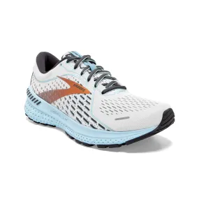 Brooks Womens Adrenaline GTS 21 Running Shoe- White/Alloy/Light Blue