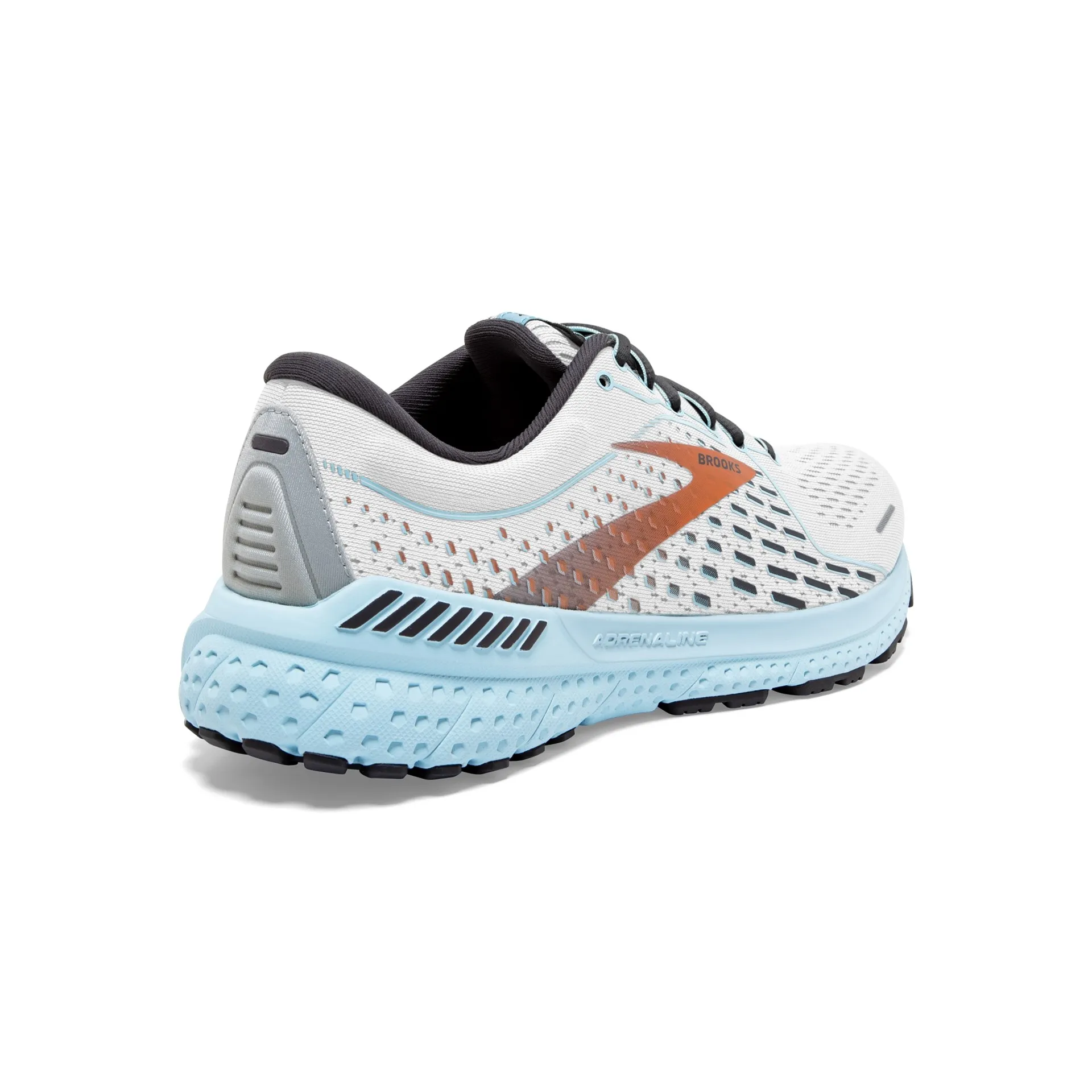 Brooks Womens Adrenaline GTS 21 Running Shoe- White/Alloy/Light Blue