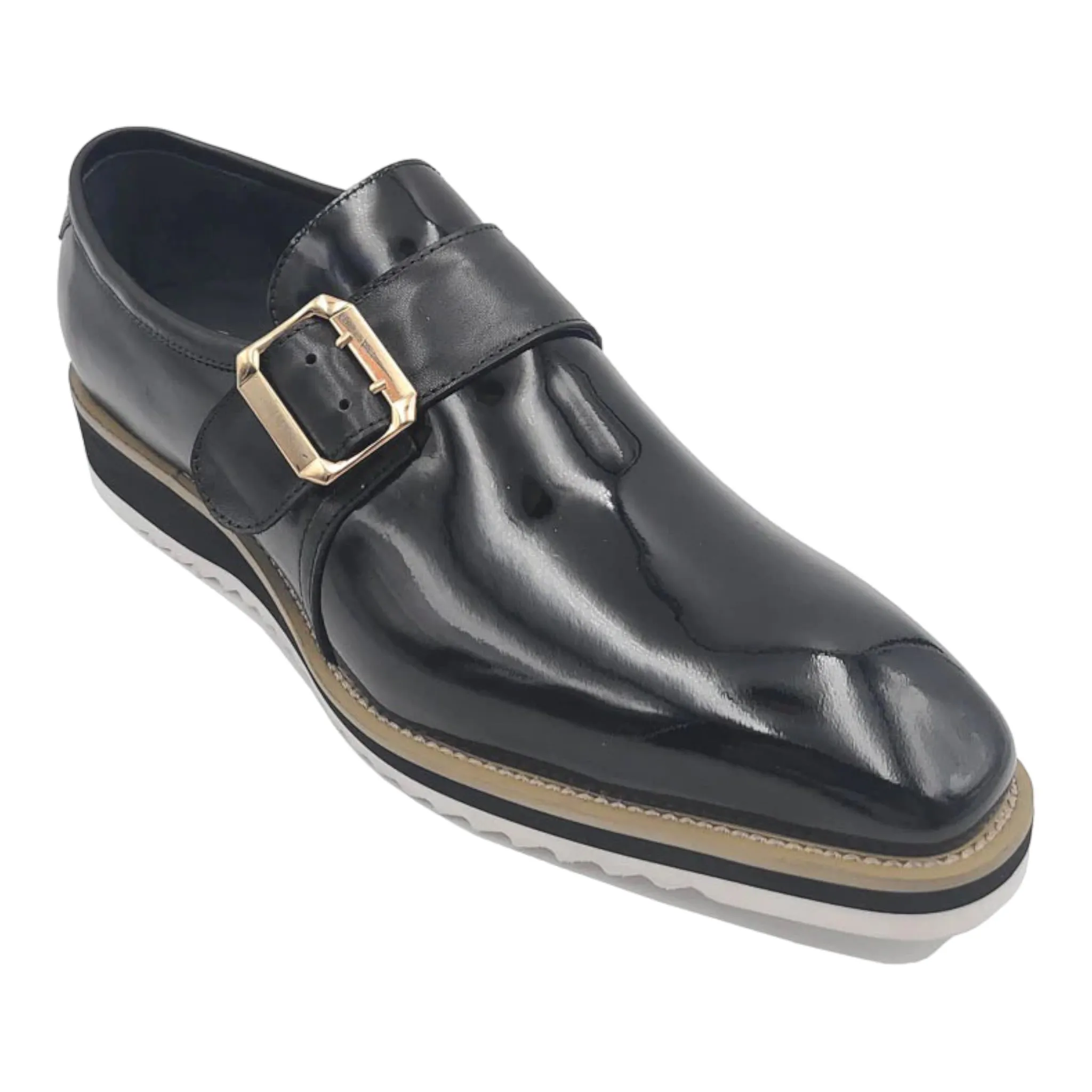 CARRUCCI: Patent Leather Monk Slip On KS515-38