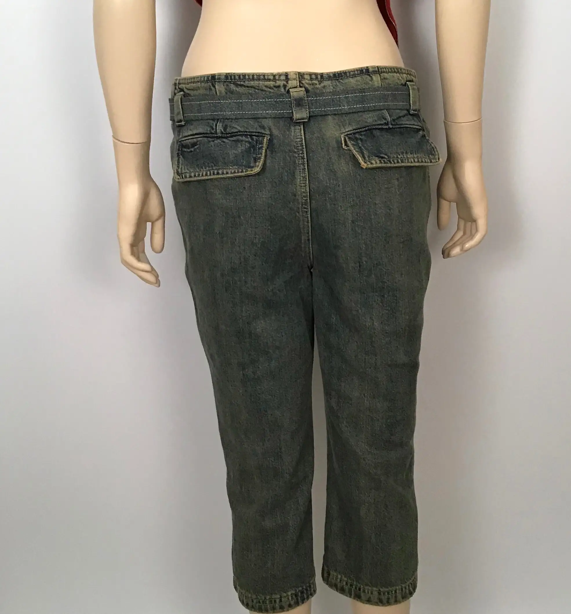 Chanel 00A 2000 Fall Capri Jeans Pants w Chanel Denim Belt FR 40 US 6