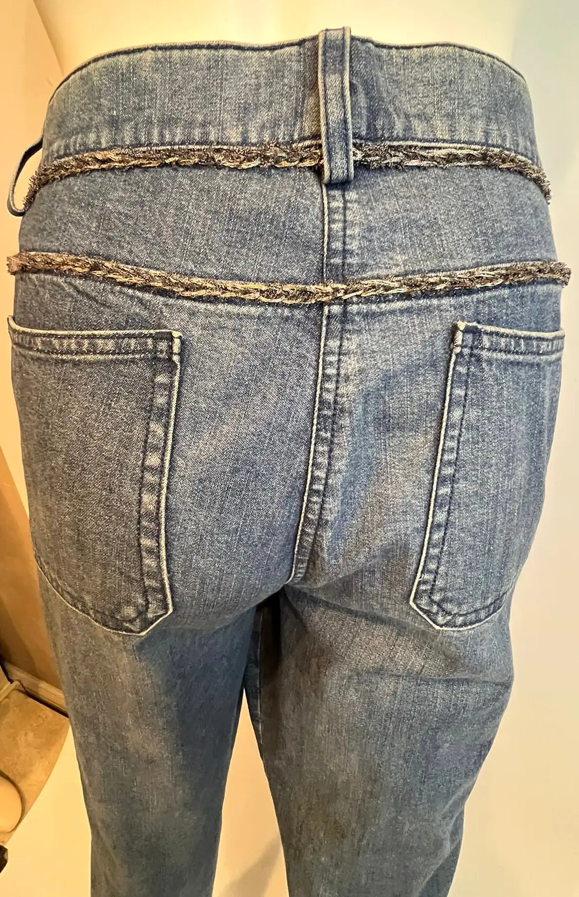 Chanel 06P 2006 Silver Trim Denim Blue Jeans FR 42