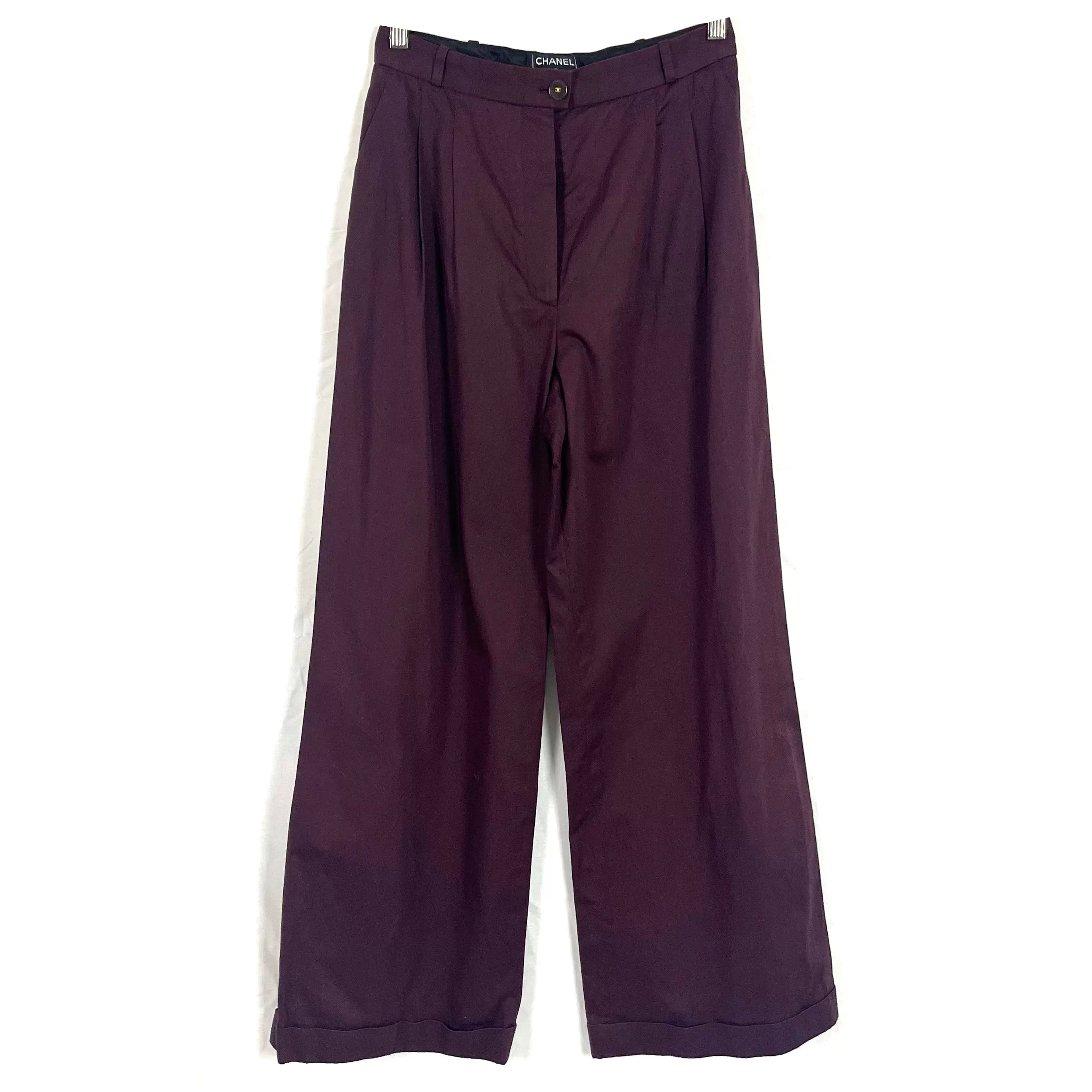 Chanel Plum Cotton Wide Leg Trousers XS/S