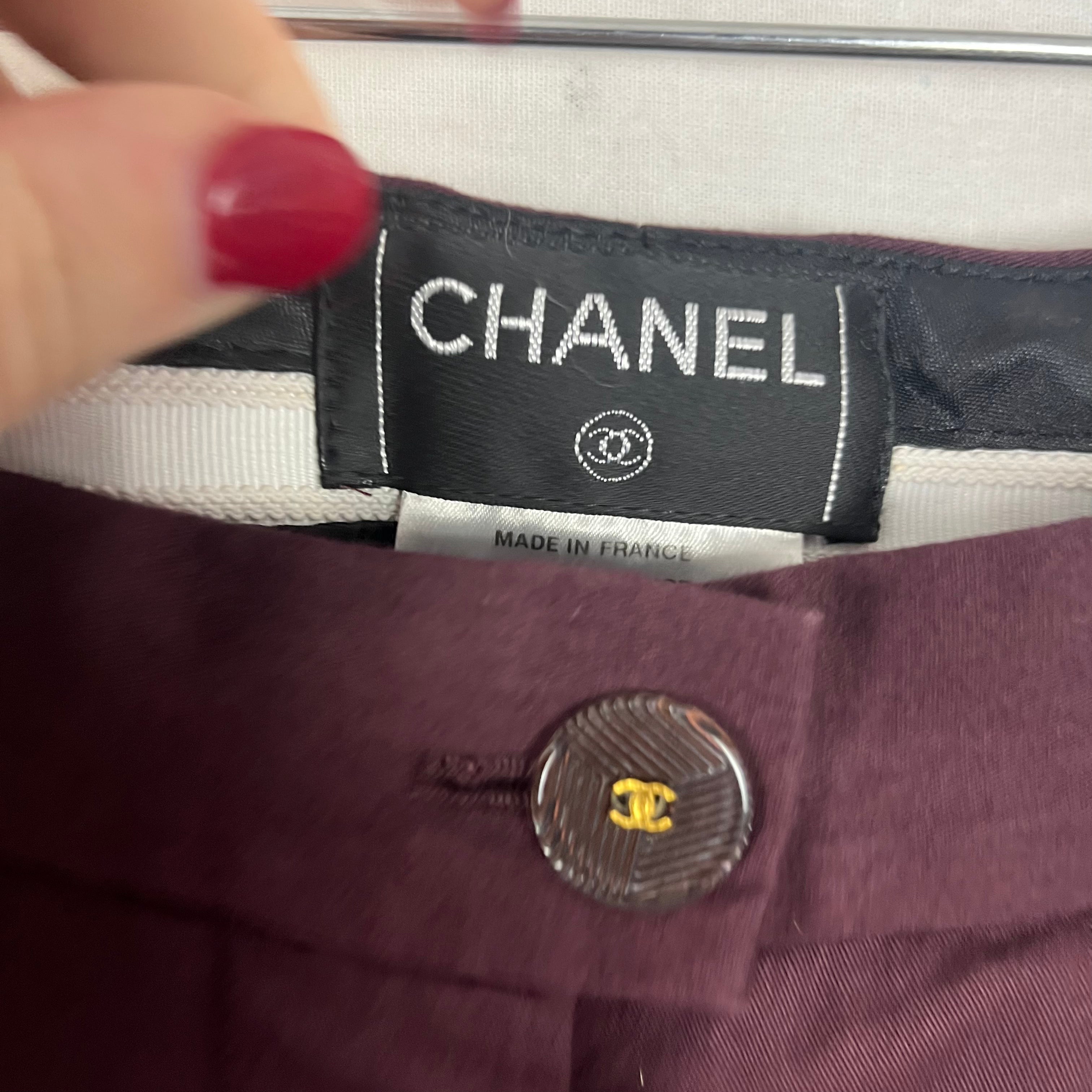 Chanel Plum Cotton Wide Leg Trousers XS/S