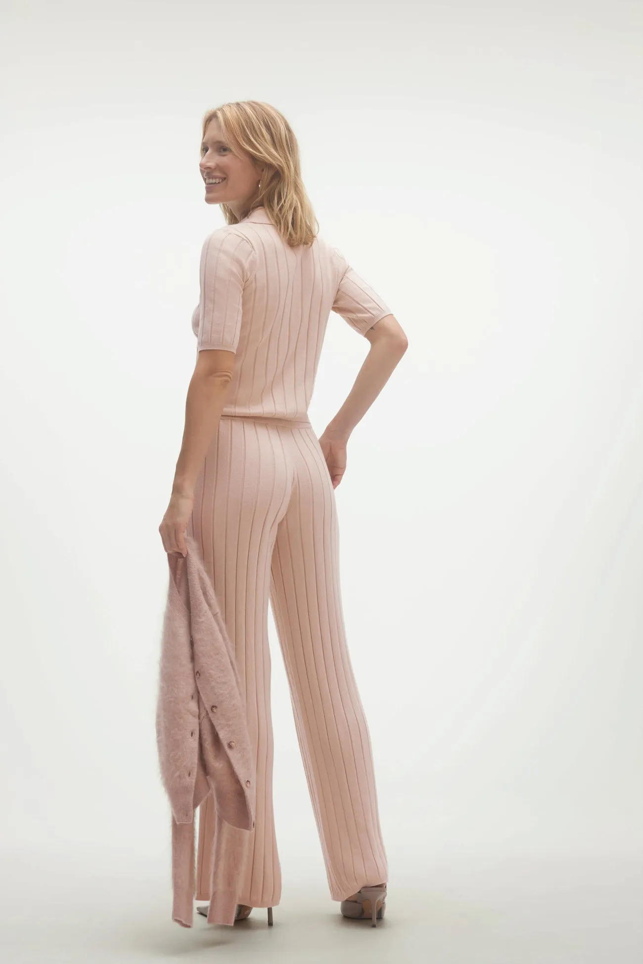 CHRISTIE RIBBED WIDE LEG PANT