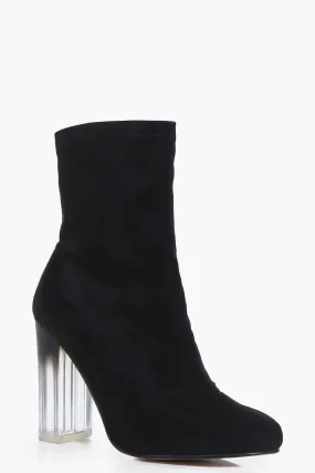 Clear Heel Sock Boots