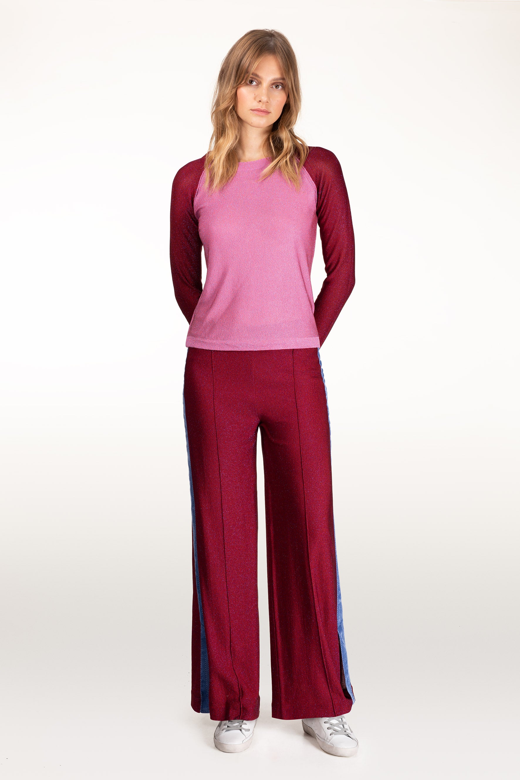 Cressida red lurex trousers