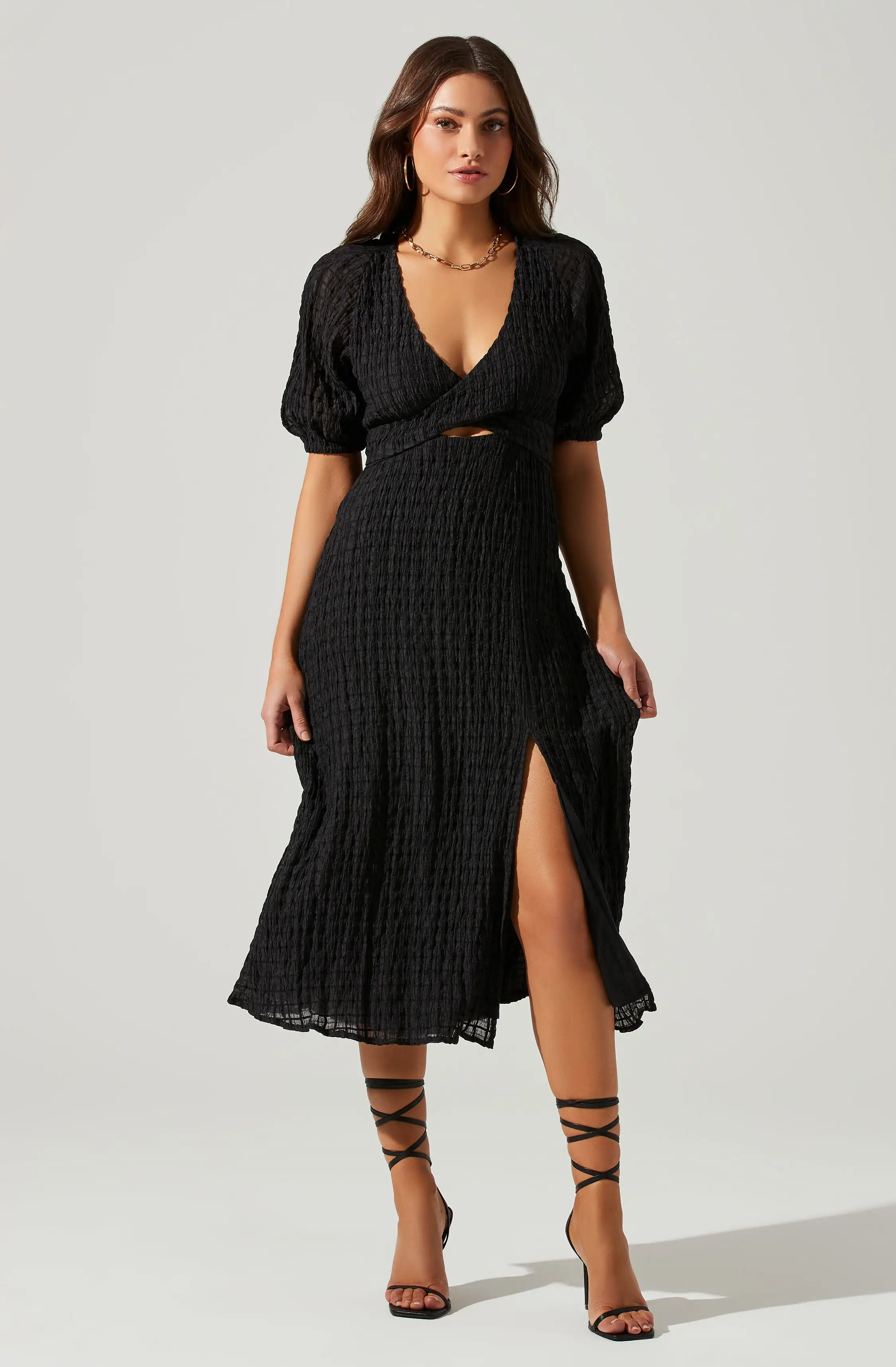 Cross Bust Tie Back Midi Dress