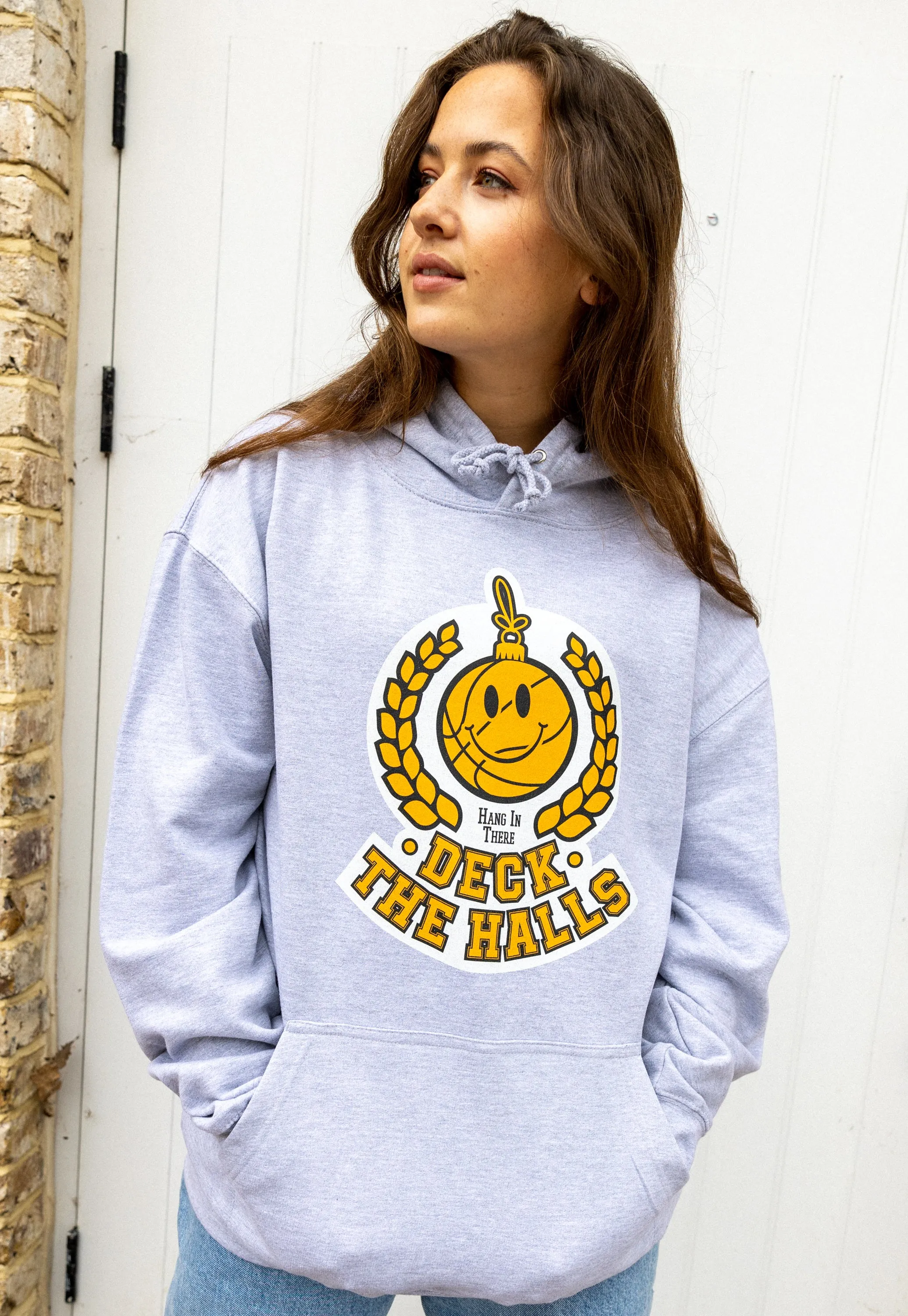 Deck The Halls Women's College Style Christmas Hoodie