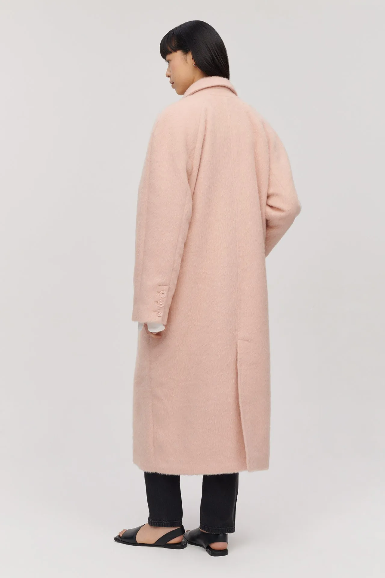 DREW FAUX MOHAIR COAT SOFT PINK