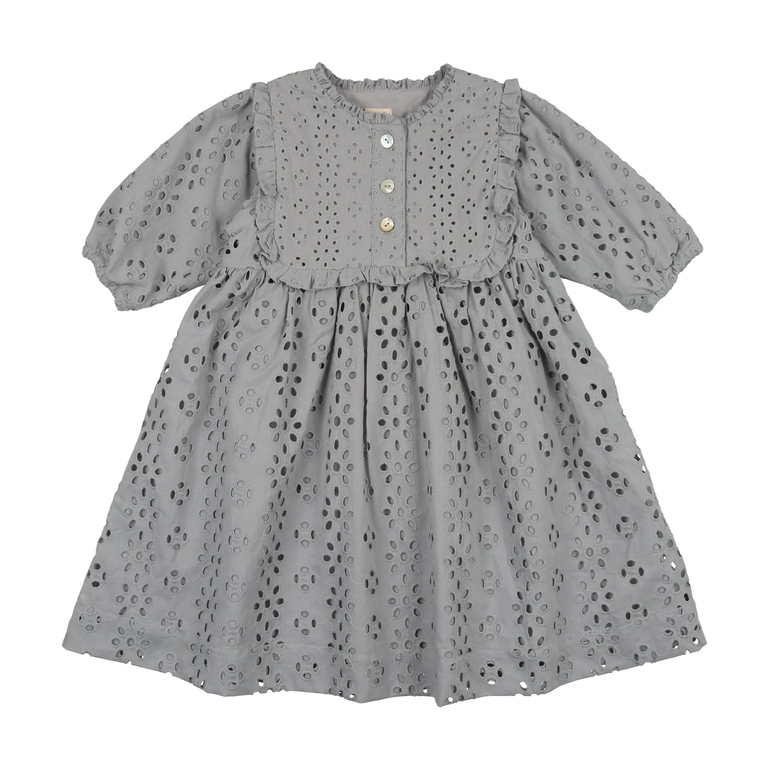 EYELET DRESS THREE QUARTER SLEEVE