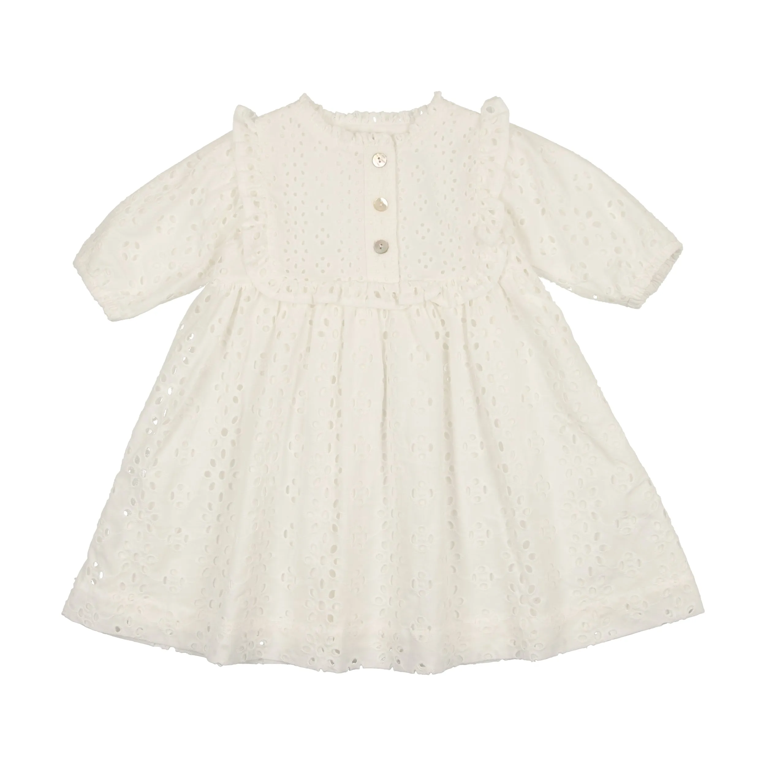 EYELET DRESS THREE QUARTER SLEEVE