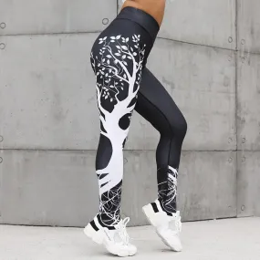 Fashion Fitness Printed Leggings Women Push Up High Waist Legging Tree Print Slim Polyester Plus Size Leggings Female