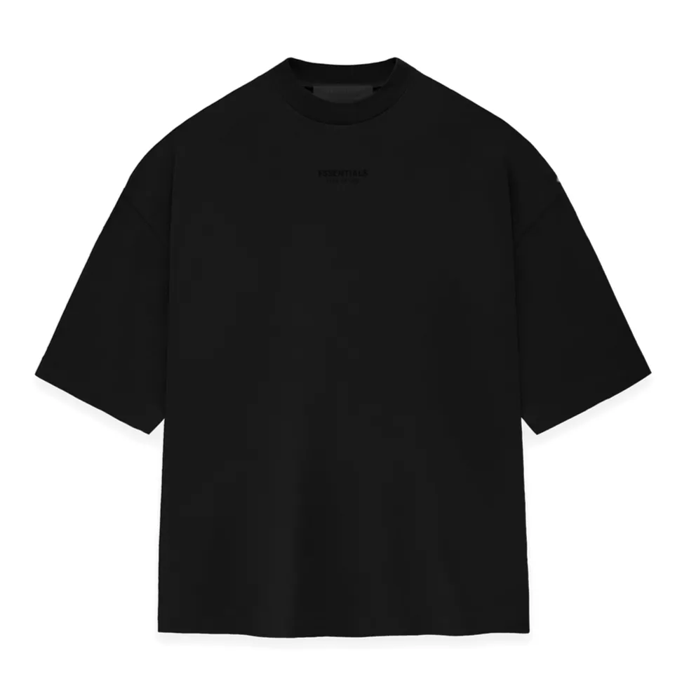 Fear of God Essentials Applique Logo Drop Shoulder Tee Jet Black (Oversized)