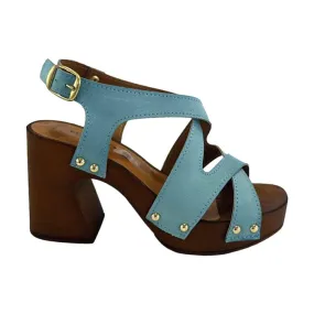 Gallo Shoes 436 Sandali Donna Tacco Alto Con Cinturino Azzurro