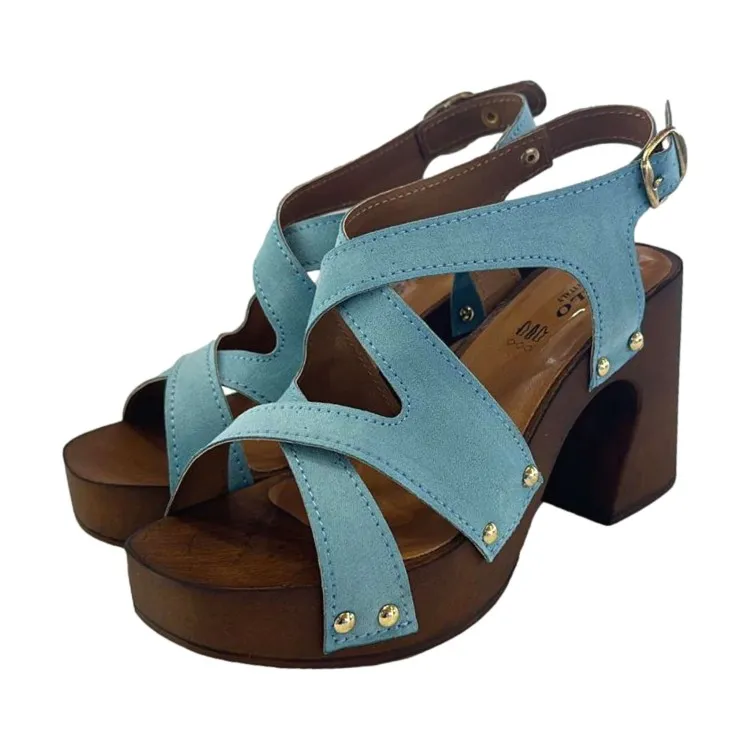 Gallo Shoes 436 Sandali Donna Tacco Alto Con Cinturino Azzurro