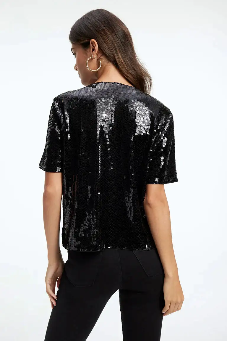 Good American Sequin Tee - Black