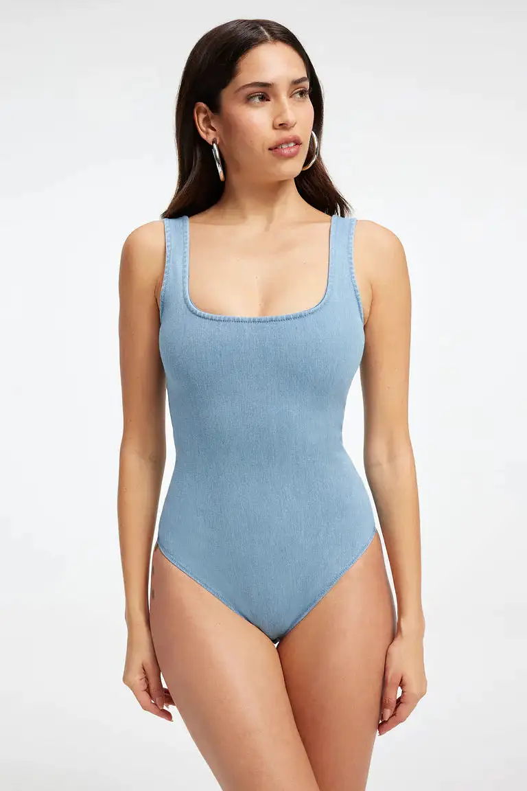 Good American SOFT SCULPT MODERN TANK BODYSUIT - Indigo