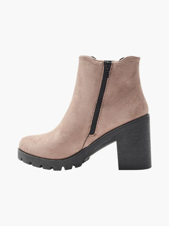 Graceland  Pink Chunky Heeled Chelsea Boot