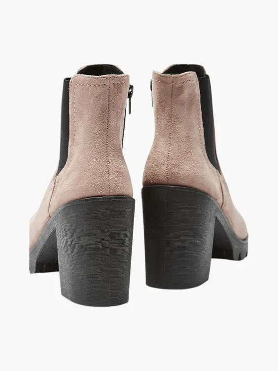 Graceland  Pink Chunky Heeled Chelsea Boot