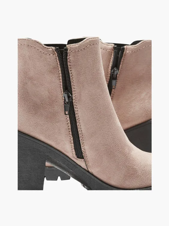 Graceland  Pink Chunky Heeled Chelsea Boot