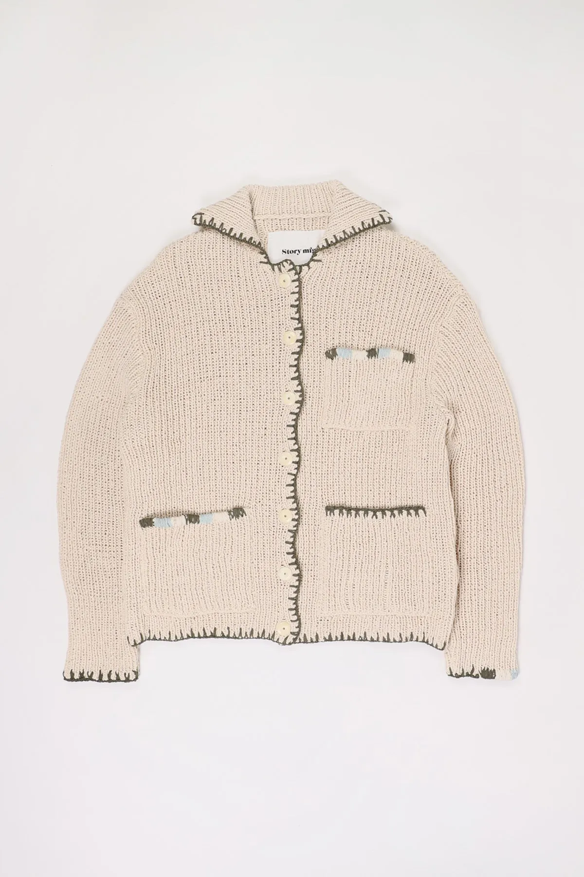 Grandad Cardigan Hand Knit - Ecru