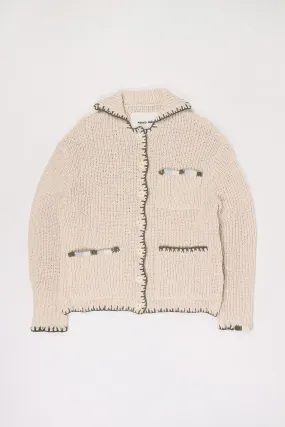 Grandad Cardigan Hand Knit - Ecru