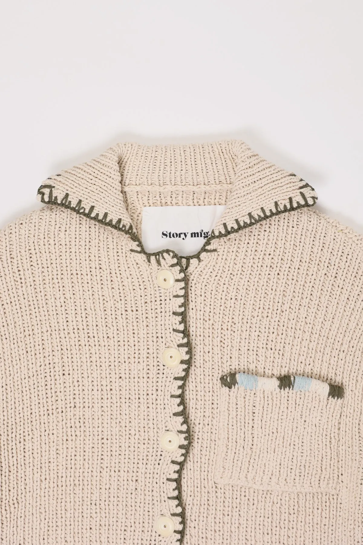 Grandad Cardigan Hand Knit - Ecru