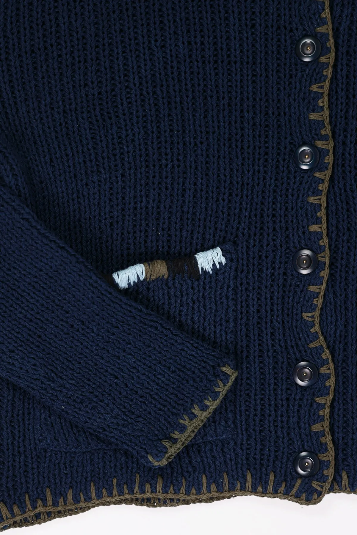 Grandad Cardigan Hand Knit - Indigo