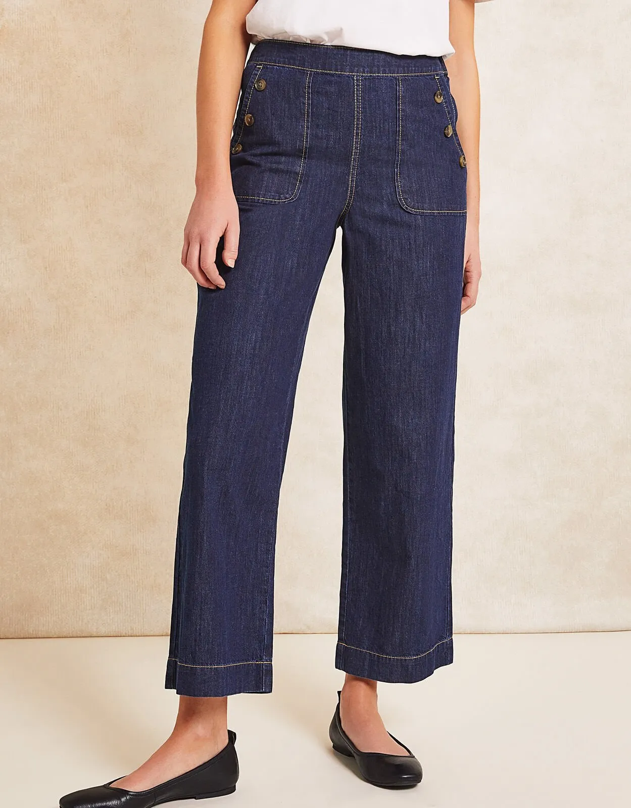 Harper Regular Crop Wide Leg Jeans Blue