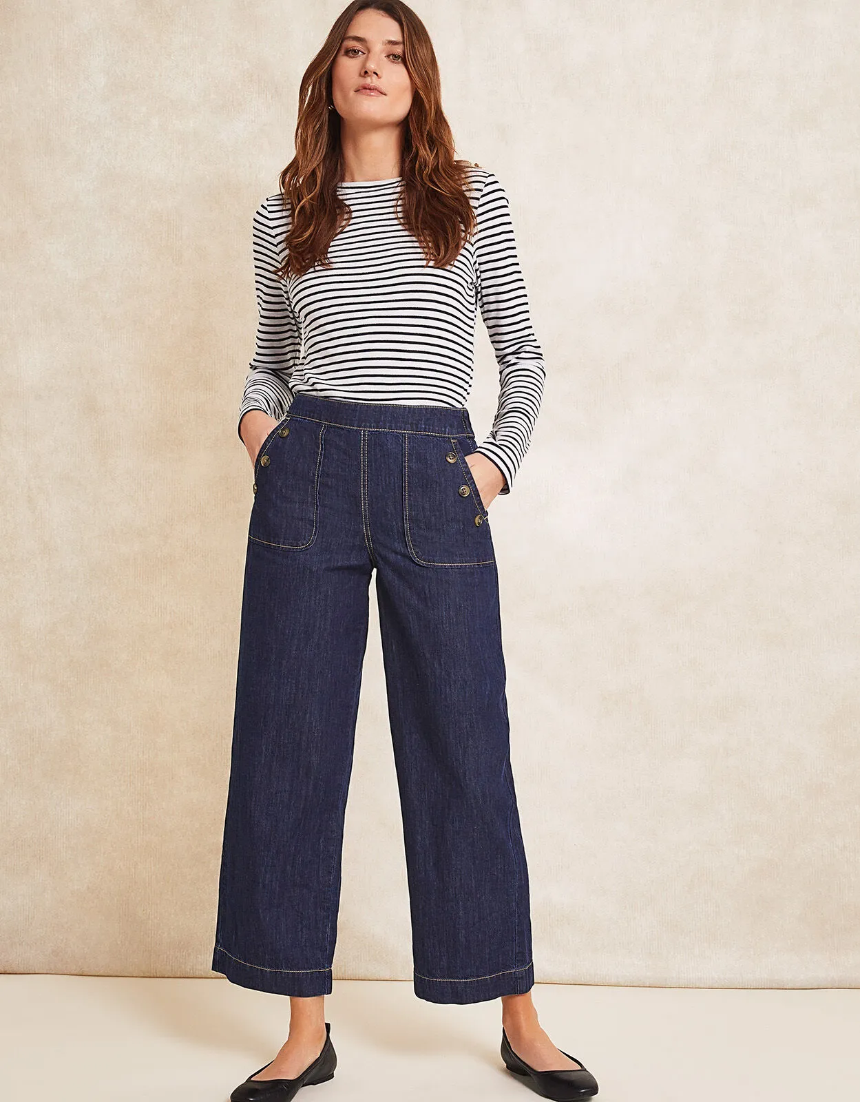 Harper Regular Crop Wide Leg Jeans Blue