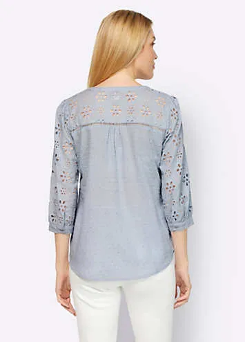 Heine Three Quarter Length Sleeve Embroidered Blouse | Grattan