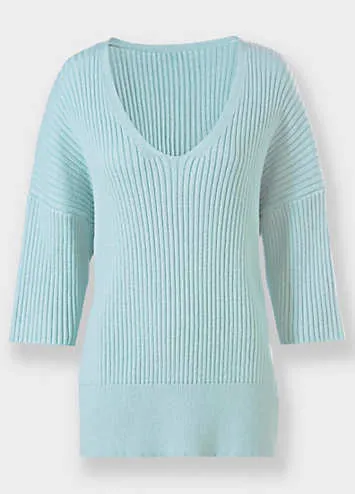 Heine Three-Quarter Sleeve Ribbed Jumper | Grattan