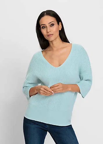 Heine Three-Quarter Sleeve Ribbed Jumper | Grattan