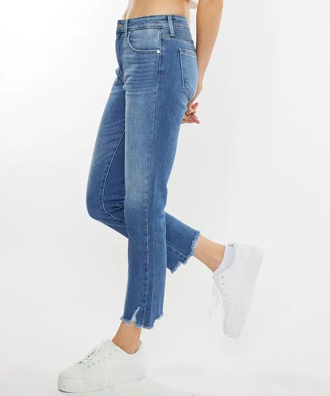 High Rise Straight Jeans - Medium Wash