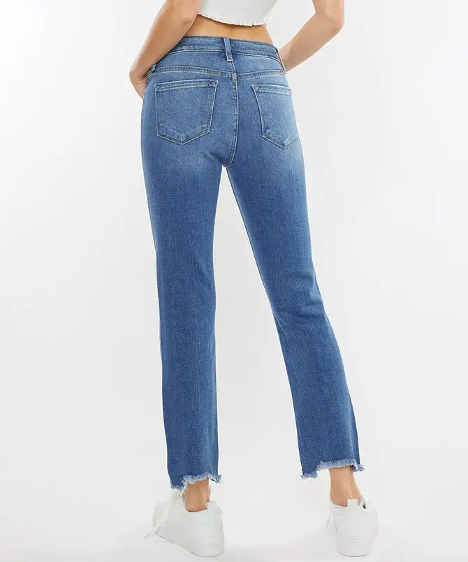 High Rise Straight Jeans - Medium Wash