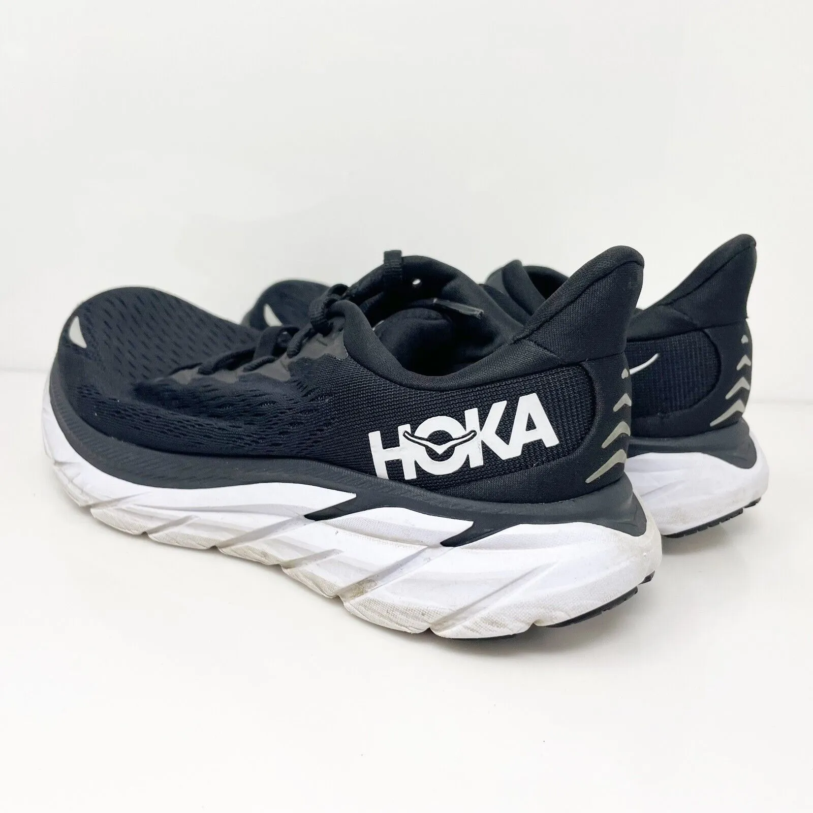 Hoka One One Womens Clifton 8 1121375 BWHT Black Running Shoes Sneakers Sz 6.5 D