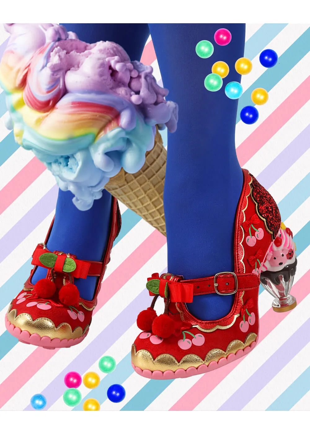 Irregular Choice Cherry Cheer Ice Cream Pumps Red