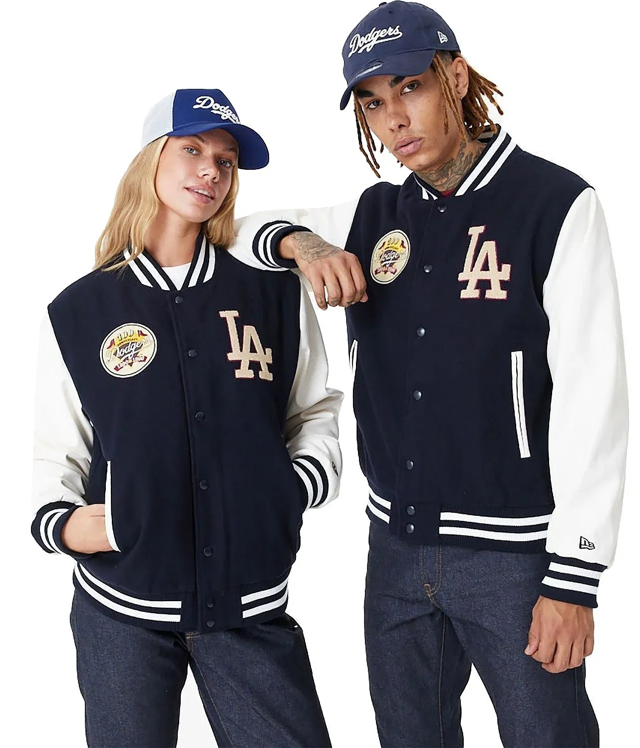 jacket New Era Large Logo Varsity MLB Los Angeles Dodgers - Navy/Off White